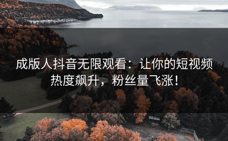 成版人抖音无限观看：让你的短视频热度飙升，粉丝量飞涨！