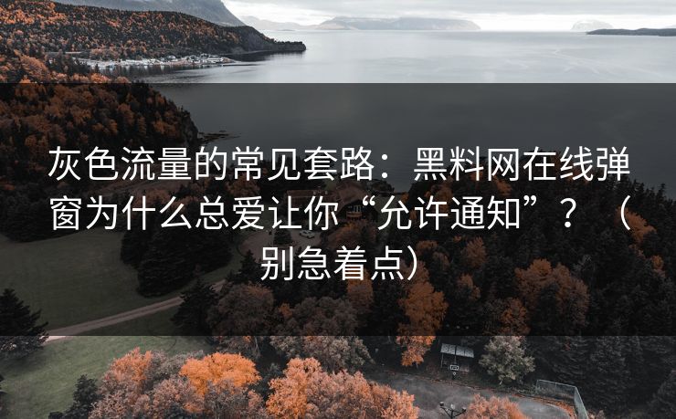 灰色流量的常见套路：黑料网在线弹窗为什么总爱让你“允许通知”？（别急着点）